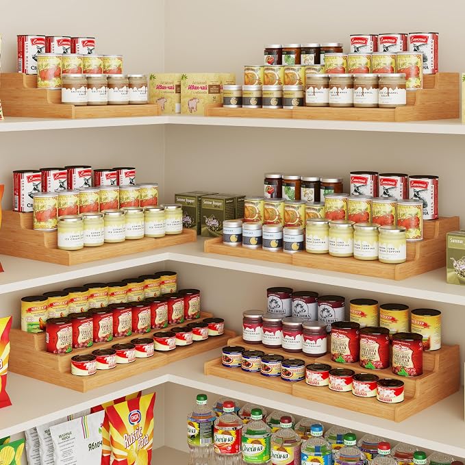 3-Tier Expandable Bamboo Can Rack Organizer for Pantry, Holds Up to 24 Cans | Adjustable Can Storage Holder, Soda Canned goods Organizer Display for Pantry, Cabinet, Countertop (patent pending) - Image 7