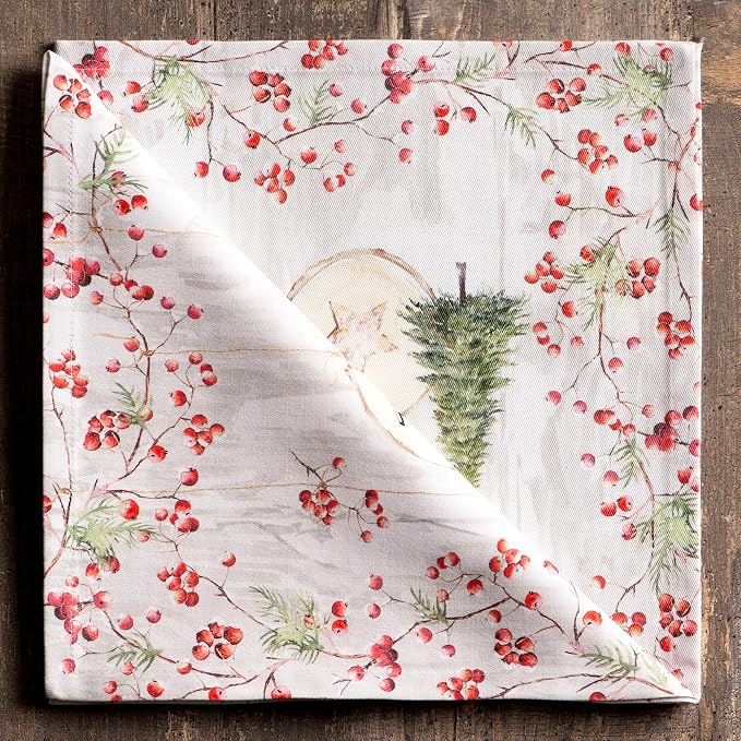 Maison d' Hermine Cloth Napkins Set of 4 Reusable 100% Cotton (20" x 20") | Everyday Square Napkins Cloth Washable Dinner Wedding Restaurant Hotel Kitchen Thanksgiving Christmas - Mountain Life - Image 9