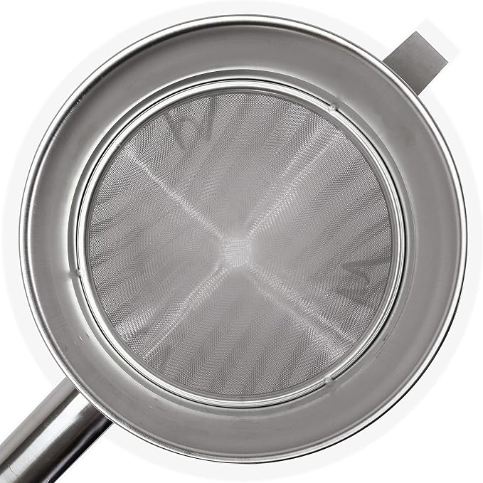 Anchy Premium 8" Chinois Fine Mesh Strainer Set with Stand & Bamboo Spatula – 18/8 Stainless Steel China Cap Cone Sieve, Professional Bouillon Strainer for Sauces, Soups, Broth, Stock, Jelly & Purees - Image 3