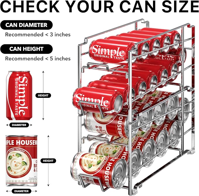 Simple Houseware 4-Pack Soda Can Stackable Rack Dispenser Organizer, Chrome | for Pantry/Refrigerator - Image 5