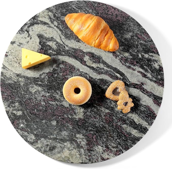Marble Lazy Susan, 16 in Lazy Susan Turntable Organizer for Cabinet Pantry Kitchen Countertop Fridge Bathroom Makeup Vanity Countertop - Blue Fantasy - Image 2