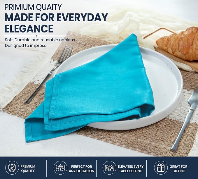 Ruvanti Cloth Napkins Set of 12, 18x18 Inches Napkins Cloth Washable, Soft, Durable, Absorbent, Cotton Blend. Table Dinner Napkins Cloth for Hotel, Christmas, Dinner, Parties - Multi Color - Image 3