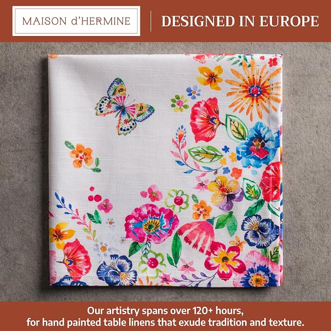 Maison d' Hermine Cloth Napkins Set of 4 Reusable 100% Cotton (20" x 20") | Everyday Square Napkins Cloth Washable Dinner Party Wedding Hotel Kitchen Spring Summer - Happy Florals - High Summer - Image 2