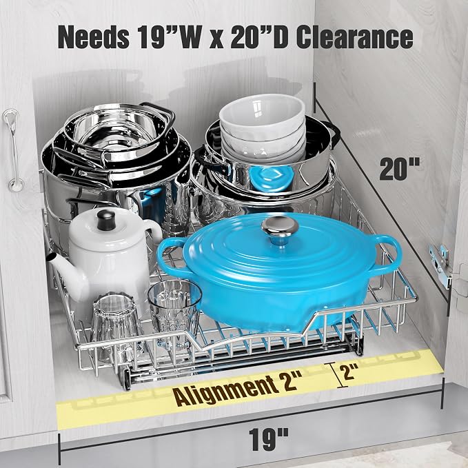 Simple Houseware Under Cabinet Pull Out Sliding Shelf Drawer, 18Dx17W | for Kitchen Organizer - Image 3