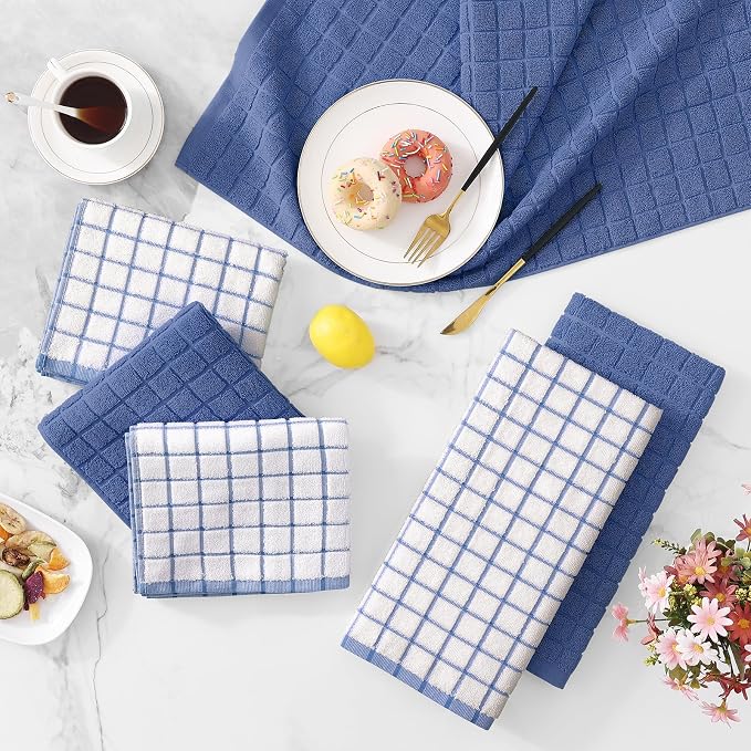 Homaxy Large Premium Cotton Kitchen Towels 16"x 28", 6 Pack, Navy Blue | Natural Ring Spun 390 GSM Dish Towels, Super Absorbent Terry Kitchen Hand Towels, Soft Tea Towels with Hanging Loop - Image 9
