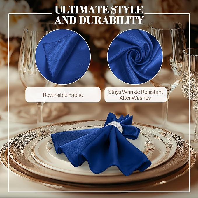 17 x 17-Inch Shantung Satin Cloth Napkins, Royal Set of 36 - Image 3