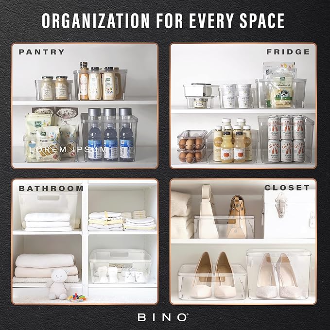 BINO | Plastic Storage Bins, X-Small - 5 Pack | THE LUCID COLLECTION | Multi-Use Built-In Handles BPA-Free Clear Storage Containers | Fridge Organizer | Pantry & Home Organization - Image 5