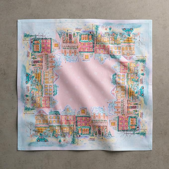 Maison d' Hermine Cloth Napkins Set of 4 Reusable 100% Cotton (20" x 20") | Everyday Square Napkins Cloth Washable Dinner Wedding Restaurant Kitchen Thanksgiving Christmas - Christmas Market - Pink - Image 8