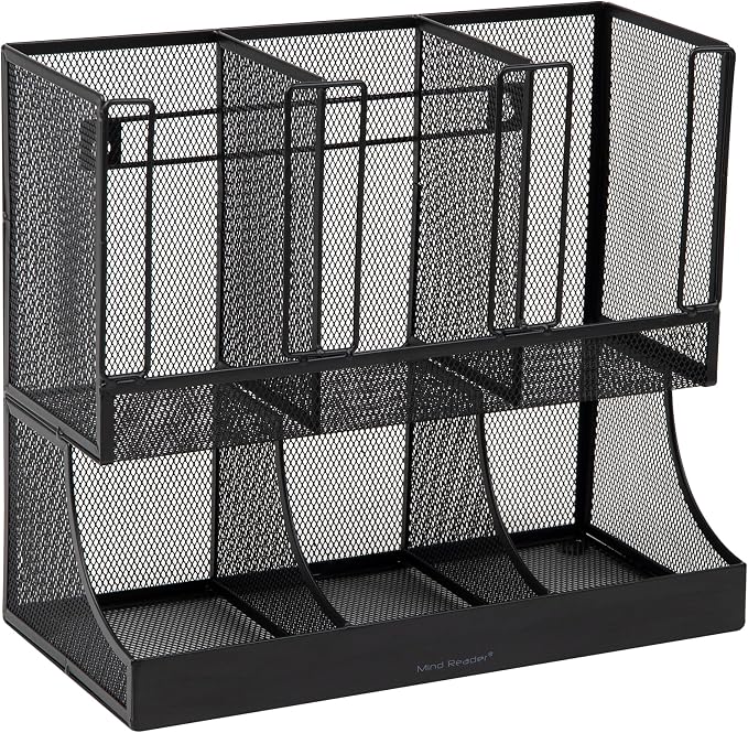 Mind Reader Multipurpose Countertop Organizer, Office Breakrooms, Cup and Condiment Station, Metal Mesh, Black - Image 7