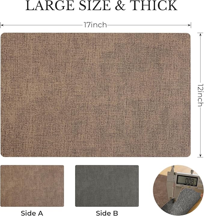 Romanstile Vinyl Placemats Set of 4, Reversible Faux Leather Heat Resistant Wipeable Table Mats, Waterproof Washable Non-Slip Table Placemats for Dining/Kitchen/Party/Outdoor (Grey Brown, 12" x 17") - Image 4
