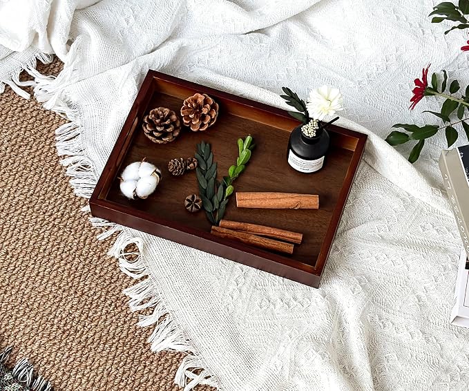 3 Pack Serving Tray with Handles - 11.4" Bamboo Tray | Multi-Purpose Tray for Kitchen, Coffee Table & Ottoman - Decorative & Food Tray for Organizing, Serving and Entertaining - Image 7