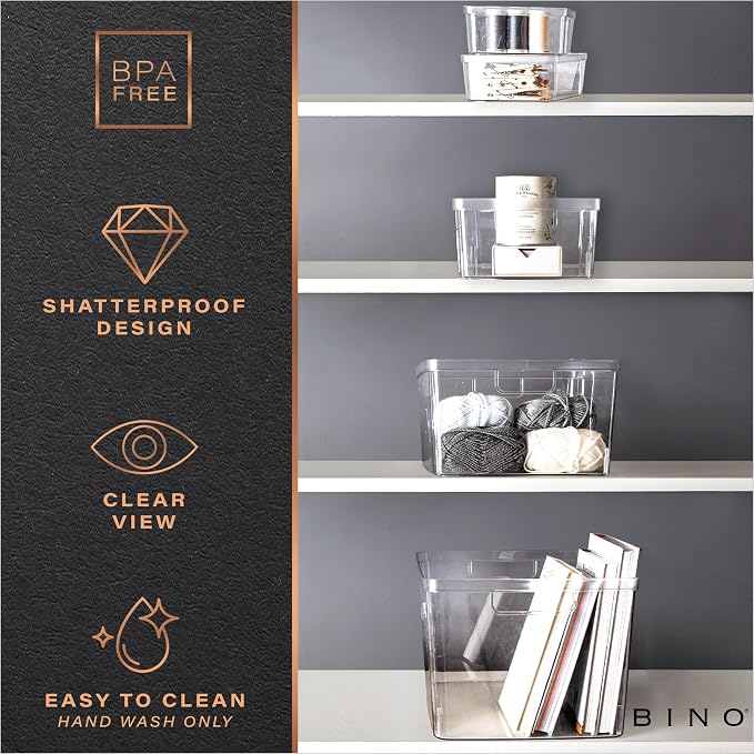 BINO | Plastic Bins, Large - 2 Pack | THE LUCID COLLECTION | Multi-Use| Built-In Handles | BPA-Free | Clear Storage Containers | Fridge Organizer | Pantry & Home Organization - Image 7