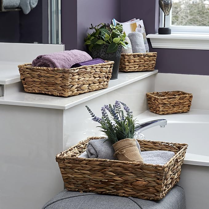 Household Essentials ML-6695N Set of 4 Wicker Storage Baskets - Natural Brown - Image 2