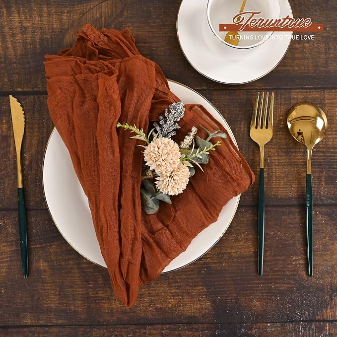 84 Pack Terracotta Cheese Cloth Napkins Gauze Napkin Cloth Bulk Set of 84 Washable Boho Dinner Table Napkins for Wedding Party Baby Shower Birthday Party Decorations，20 x 20 Inch - Image 4