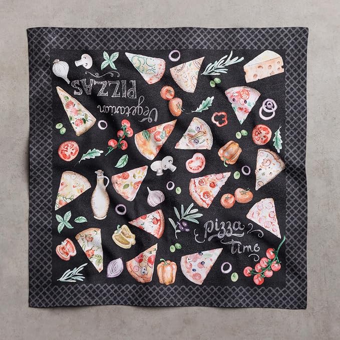 Maison d' Hermine Cloth Napkins Set of 4 Reusable 100% Cotton (18" x 18") | Everyday Square Napkins Cloth Washable Dinner Party Wedding Restaurant Hotel Kitchen Spring Summer - Pizza - Image 8