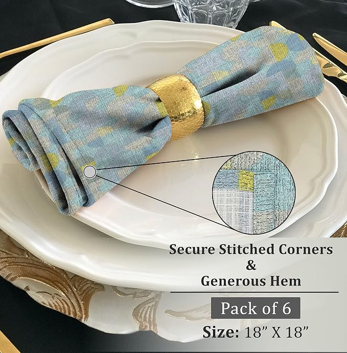 RUVANTI Cloth Napkins Set of 6 Cotton 100%, 18x18 Inches Napkins Cloth Washable, Soft, Absorbent. Cotton Napkins for Parties, Christmas, Thanksgiving, Weddings, Dinner Napkins Cloth - Quarterly - Image 6