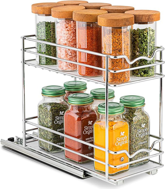 Pull Out Cabinet Organizer for Spices, Cans 4-1/2"W x 10-3/8"D x 8-7/8"H | Heavy Duty with Lifetime Limited Warranty, Pull Out Spice Rack, Cabinet Pull Out Shelf for Cans, Dishes, Etc, Easy to Reach by HOLDN%E2%80%99STORAGE