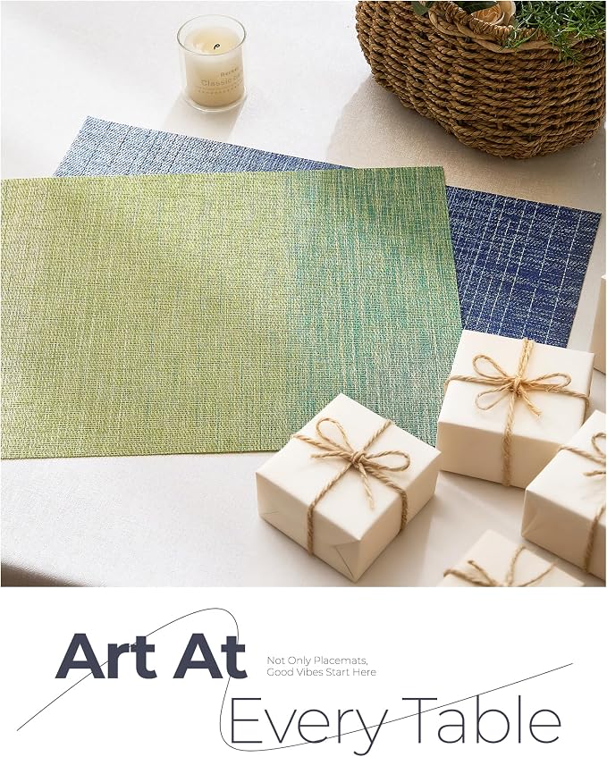 Leetaltree Gradient Blue Woven Placemats Set of 24 - Heat Resistant Non-Slip Place mats for Dining Table, Washable Durable PVC Vinyl Woven Table Mats(Gradient Blue, 24) - Image 8
