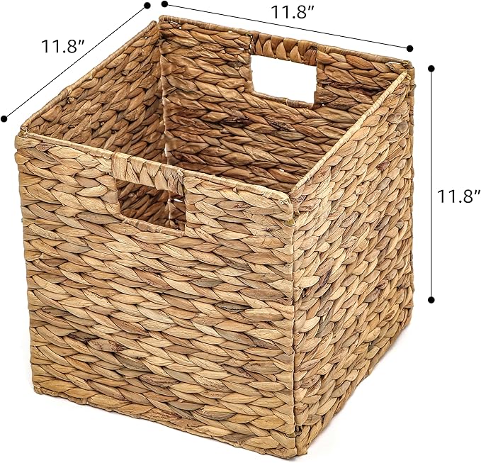Trademark Innovations Foldable Hyacinth Storage Baskets with Iron Wire Frame (Set of 4) - Image 2
