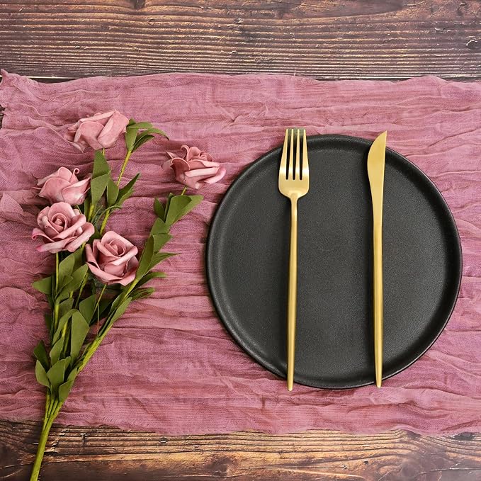 fani 60 Pack Gauze Cheesecloth Napkins, 20 x 20 in, Dusty Rose | Wrinkled Table Napkins, Soft Cotton, Rustic Decorative, Weddings, Party, Dinner Table, Everyday Use - Image 4