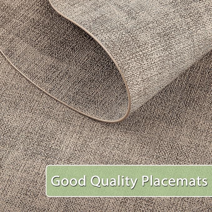 Placemats Set of 6 Non Slip, Heat Resistant Oval Faux Leather Place mats Double Layer, Waterproof Table Mats Easy to Clean for Kitchen Dining Room Coffee Office Table, Apricot - Image 5