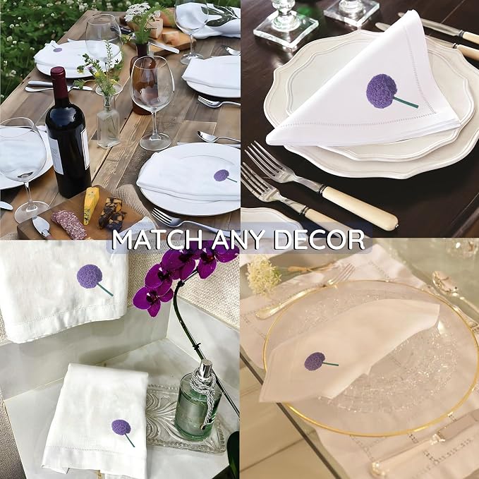 Cloth Tea Napkins Set of 4, Floral Print Cloth Napkins, Minimal Reusable Cotton Table Napkins for Dinner, Weddings, Parties, Coffee and Cocktail Settings, 20x20 Inches (Dandelion) - Image 6