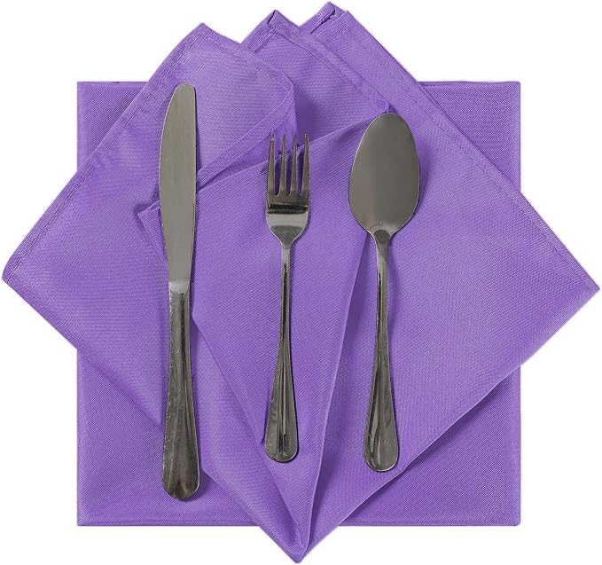Cloth Napkins 20x20 inch Washable Polyester Dinner Napkins Soft Table Napkins for Wedding Party Dining Banquet(Purple,100PCS) - Image 4