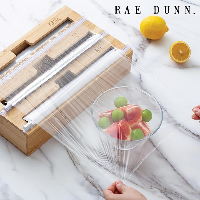 Rae Dunn Bamboo Bag Organizer for Kitchen Drawer - Durable Wood Organizer for Kitchen Storage - Holds Gallon, Quart, Snack, Sandwich Size Baggies, Plastic Wrap and Foil - Image 6