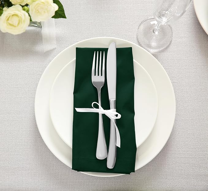 Utopia Kitchen Cotton Blend Hunter Green Cloth Napkins [12 Pack,18x18 Inch] | Absorbent Washable and Reusable for Dinner, Restaurant, Lunch, Wedding and Hotel - Image 6
