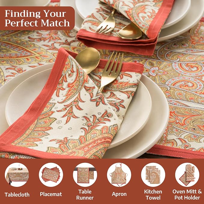 Maison d' Hermine Cloth Napkins Set of 4 100% Cotton Everyday Reusable Square Napkins Cloth Washable, Dinner, Party, Wedding, Restaurant (Kashmir Paisley, 20" x 20") | Everyday Square Napkins Cloth Washable Dinner Wedding Restaurant Hotel Kitchen Thank... - Image 2
