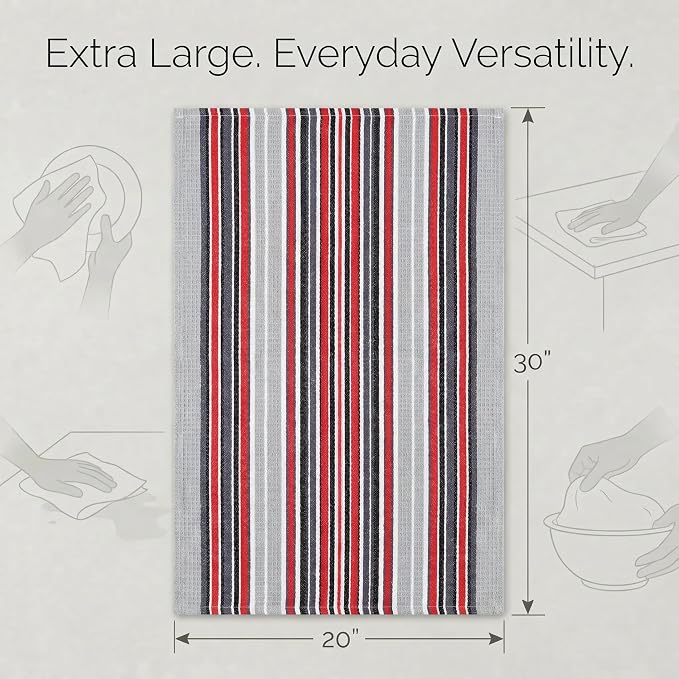 Urban Villa Kitchen Towels Cotton Dish Towels 20”x30” (Set of 6) Grey - Image 3