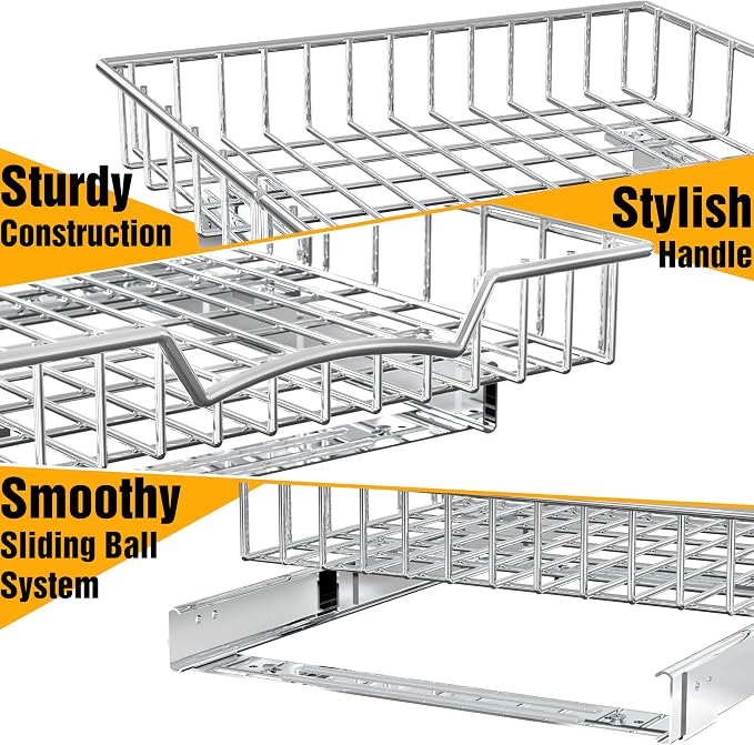 Simple Houseware Under Cabinet Pull Out Sliding Shelf Drawer, 21Dx14W | for Kitchen Organizer - Image 6