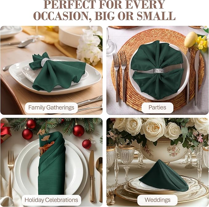 17x17-Inch Shantung Satin Cloth Napkins, Hunter, Set of 24 - Image 4