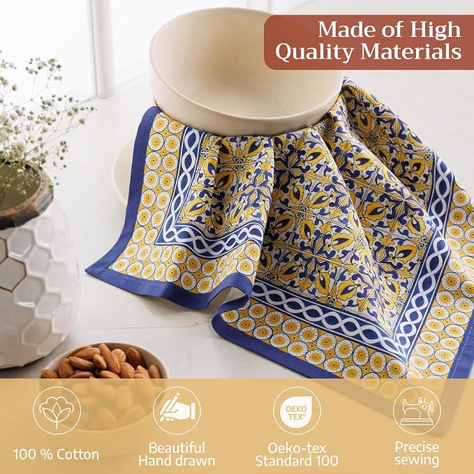 Maison d' Hermine Cloth Napkins Set of 4 Reusable 100% Cotton (18" x 18") | Everyday Square Napkins Cloth Washable Dinner Party Wedding Restaurant Hotel Kitchen Spring Summer - Ceramic - Image 3