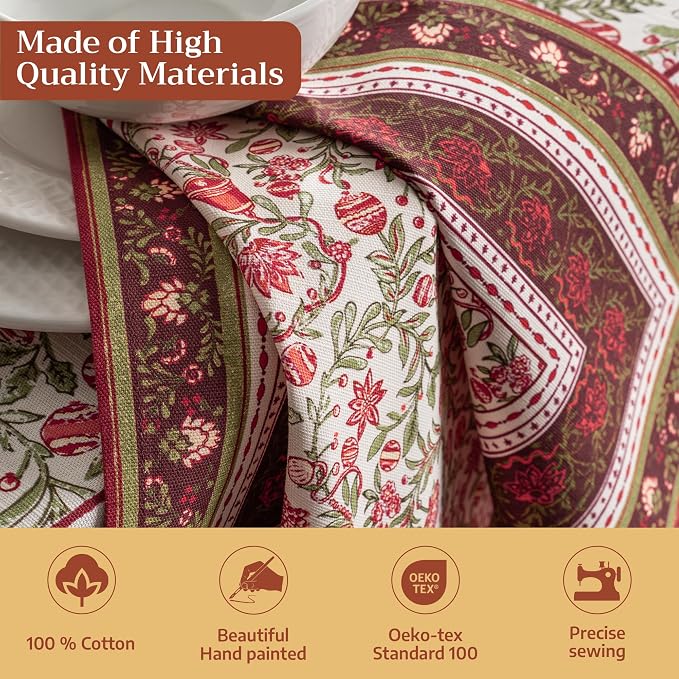 Maison d' Hermine Cloth Napkins Set of 4 Reusable 100% Cotton (20" x 20") | Everyday Square Napkins Cloth Washable Dinner Wedding Restaurant Hotel Kitchen Thanksgiving Christmas - Reveillon Au Jardin - Image 3