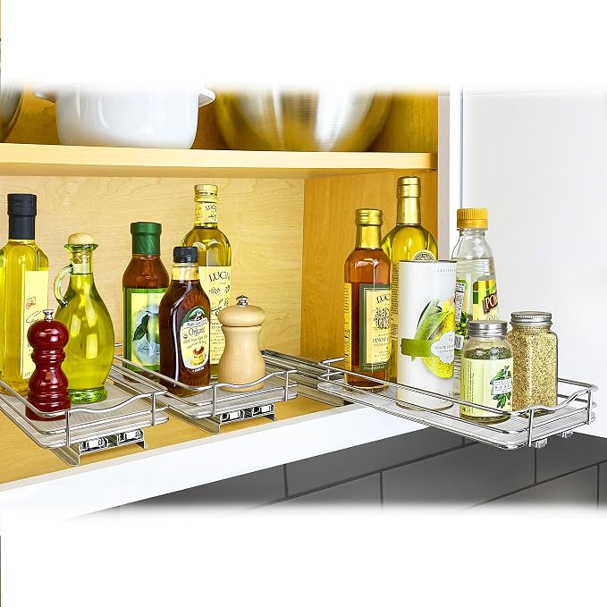 LYNK PROFESSIONAL® Pull Out Spice Organization for Cabinets - 6-3/8 inch Wide – Spice Rack for Inside Cabinets, Slide Out Spice Rack Organizer for cabinet – Pull Out Spice Rack, Sliding 1 Tier Chrome - Image 8