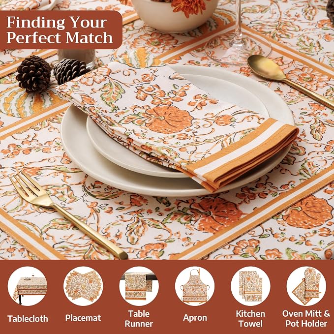 Maison d' Hermine Cloth Napkins Set of 4 Reusable 100% Cotton (20" x 20") | Everyday Square Napkins Cloth Washable Dinner Wedding Restaurant Hotel Kitchen Thanksgiving Christmas - Pumpkin Spice - Image 4