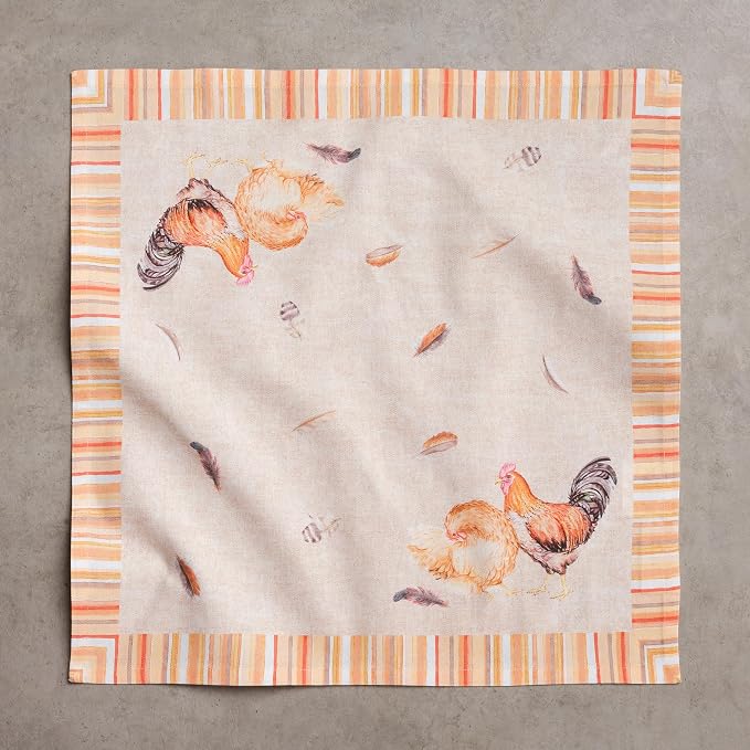 Maison d' Hermine Cloth Napkins Set of 4 Reusable 100% Cotton (18" x 18") | Everyday Square Napkins Cloth Washable Dinner Party Wedding Restaurant Hotel Kitchen Spring Summer - Barnyard Rooster - Image 8