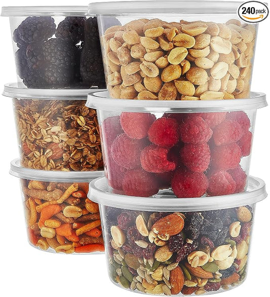 Nicole Home Collection 16oz - 240ct, Food Storage Containers With Lids, Leak-proof, Microwave-Safe, Freezer-Safe, Stackable Deli Containers, BPA Free by NicoleHomeCollection