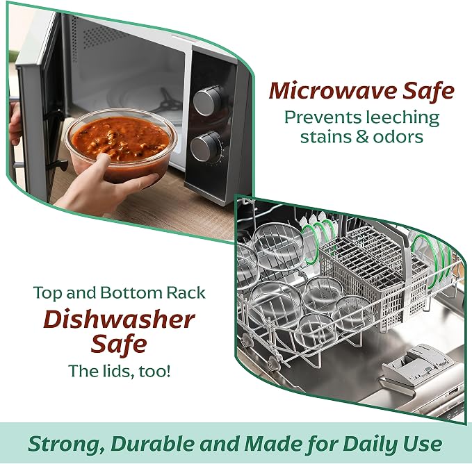 Premium Glass Food Storage Container Combo. Same Size Rectangle & 2 Round Storage Containers (14 containers) - Image 6