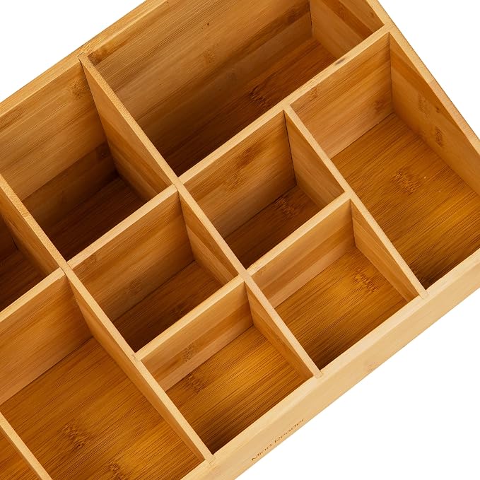 Mind Reader Cup and Condiment Station, Countertop Org, Coffee Bar, Rayon from Bamboo Cup, 18.125"L x 9.5"W x 6.5"H, Brown - Image 4