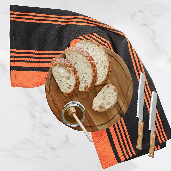 Urban Villa Kitchen Towels Cotton Dish Towels 20”x30” (Set of 6) Orange Blk - Image 5