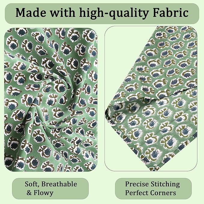 Basil Green Hand Block Print 100% Cotton Napkins 18" x 18" (Set of 8) Reuseable Kitchen Napkins Cloth Decor Dinner Party Wedding Cocktail Gift for Spring, Easter, Summer - Image 6