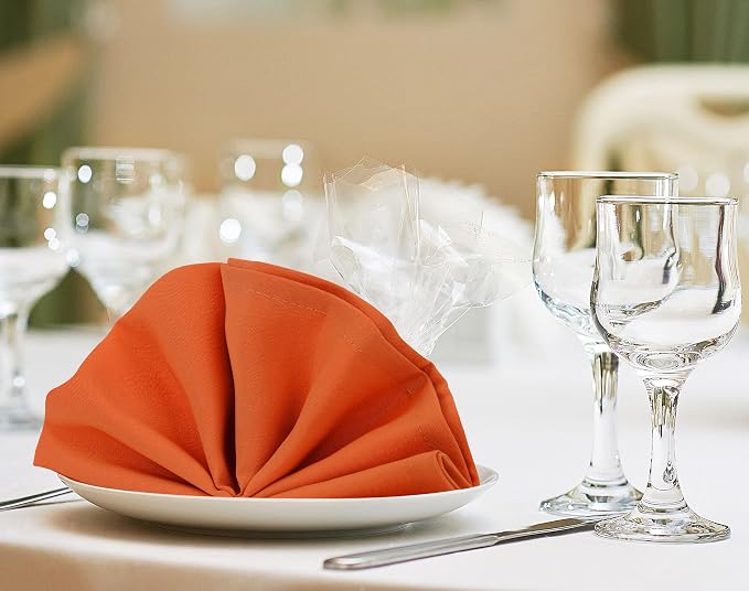 Utopia Home [24 Pack, Orange] Cloth Napkins 17x17 Inches, 100% Polyester | Hemmed Edges, Washable and Reusable Ideal for Parties, Weddings and Dinners - Image 6