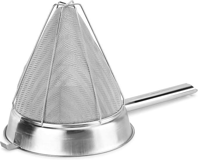 New Star Foodservice Chinois Mesh Strainer, Stainless Steel, Reinforced, Extra Fine Mesh, 10-Inch - Image 3