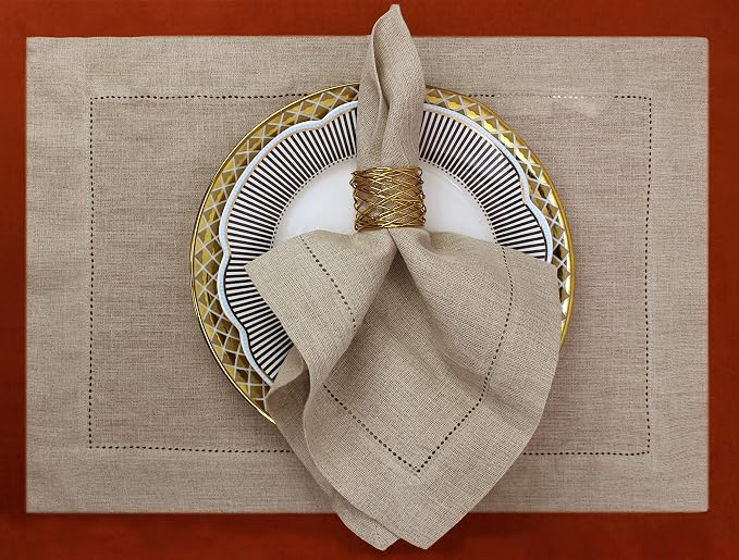 COTTON CRAFT Genuine Pure Linen Napkins - Set of 12 Hemstitch Cloth Napkins | Large 18x18 Natural Hand-Crafted Pure Luxury Linen Dinner Napkins with Hemstitch Detail - Brunch Lunch Holiday Table Napkins - Image 6