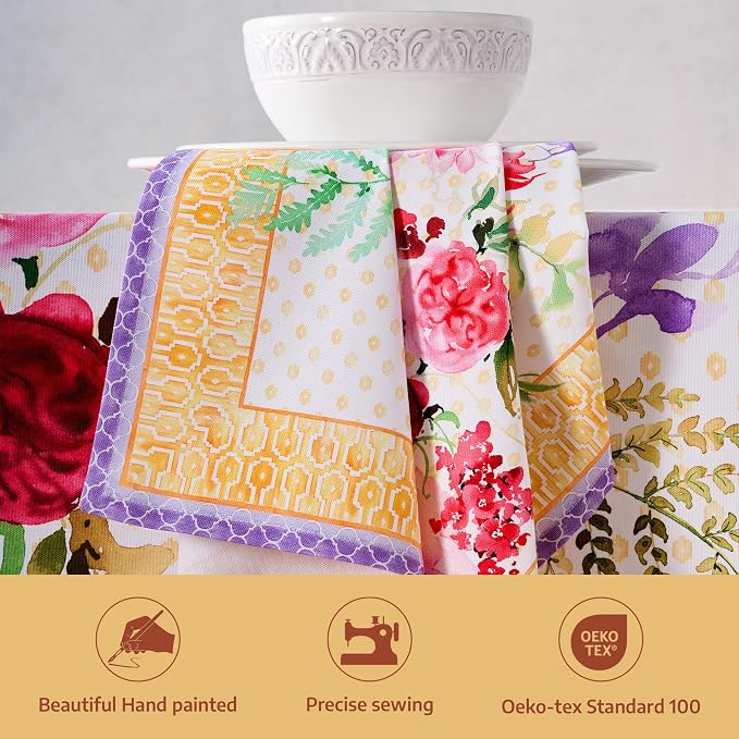 Maison d' Hermine Cloth Napkins Set of 4 100% Combed Cotton (20" x 20") | Everyday Square Napkins Cloth Washable Dinner Party Wedding Restaurant Hotel Kitchen Spring Summer - Summer Joy - Image 2