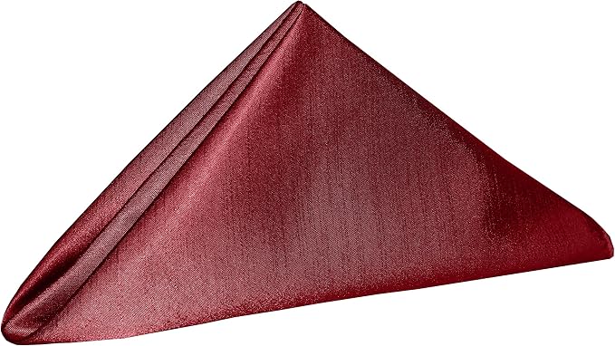 20x20-Inch Shantung Cloth Napkins, Holiday Red, Set of 120 | Bulk Case of 10 Dozen, Dinner Napkins, Satin, Square, 100% Polyester Fabric, Reversible, Faux Dupioni Silk Reverse Side - Image 2