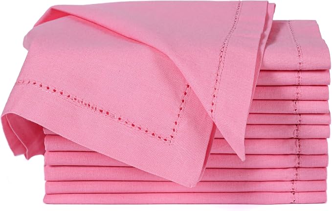 ALPHA Living HOME Cotton Cloth Napkins Set of 12, 18x18 Cotton Napkin Cloth Washable, Soft, Reusable Napkins for Wedding, Parties, Christmas, Thanksgiving, Everyday Use (Sherbet) by ALPHALivingHOME