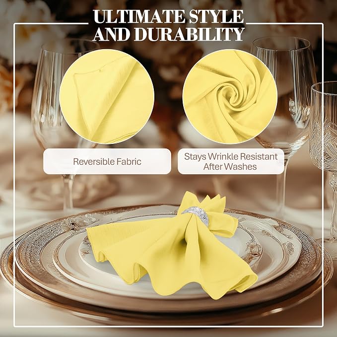 17x17-Inch Shantung Cloth Napkins, Cornsilk, Set of 60 - Image 3